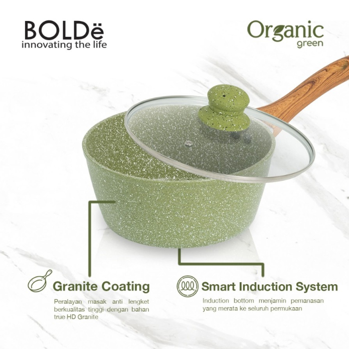 Bolde Super Pan Organic Green Sauce Pan 18CM + Lid 